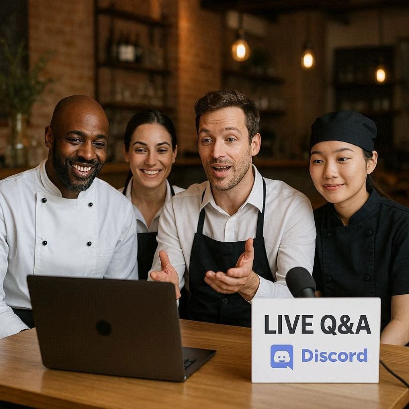Restaurant staff hosting a live Q&A on Discord